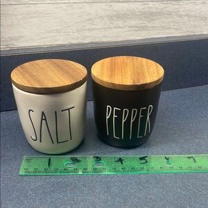 Salt and Pepper Canisters with Wooden Lids